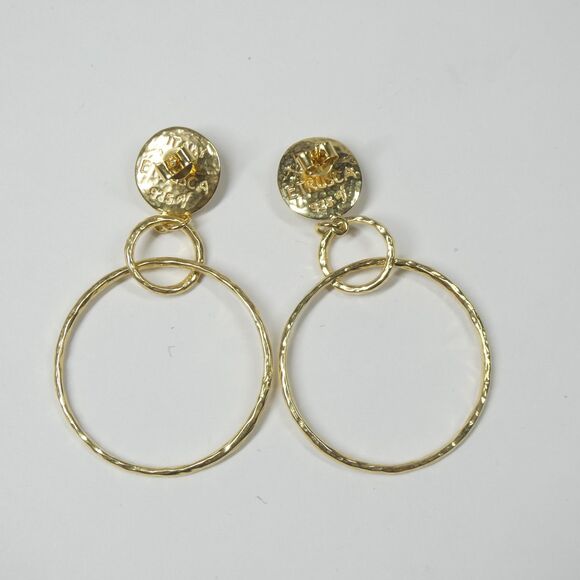 Etrusca 925 Italy Earrings Gold Plated w/Blue Lapis Vintage Large Circles - Picture 6 of 8